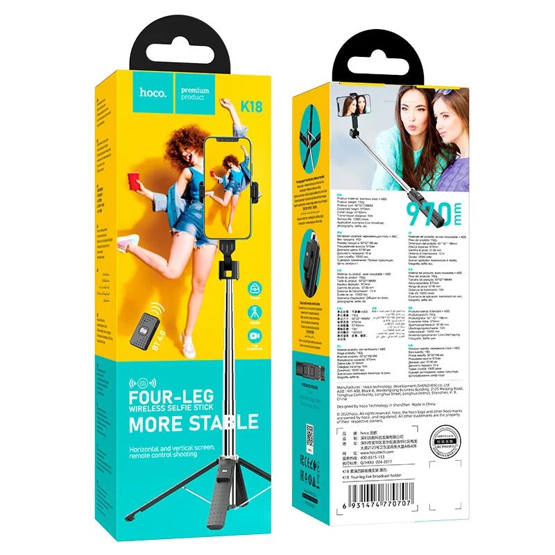  4-Leg Tripod & Selfie Stick 970mm HOCO K18 